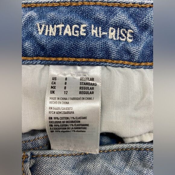 American Eagle Vintage Hi Rise Button Fly Distressed Jean Size 8 - Picture 10 of 10